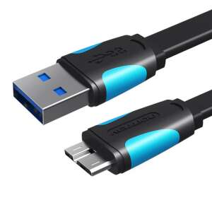 Płaski kabel USB 3.0 A męski i Micro-B męski Vention VAS-A12-B150 1,5m Czarny