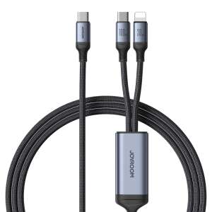 Kabel Joyroom Speedy Series SA21-1T2 2 w 1 USB-C do USB-C i Lightning, szybkie ładowanie 100W, czarny - Kabel Lightning