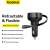Baseus Enjoyment Pro 60W car charger with retractable Lightning cable, black, features