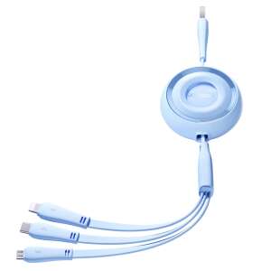 Joyroom S-A40 3-in-1 retractable charging cable with USB-C, microUSB, and Lightning connectors, blue - Lightning Cable
