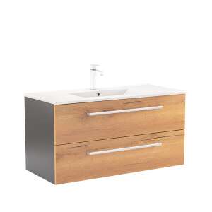 Долен шкаф Vario Clam 100 с мивка антрацит-дъб 90965242 - Leziter Шкаф за баня