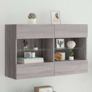 vidaXL szürke sonoma színű fali TV-szekrény LED-ekkel 98,5x30x60,5 cm