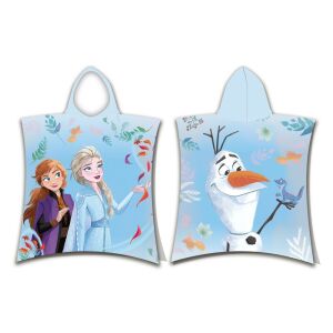 Disney Frozen poncho towel, blue, 50x115cm, featuring Anna, Elsa and Olaf - Disney Bath Towel, Washcloth, Hooded Towel