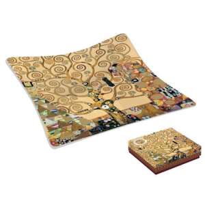 Klimt Életfa üvegtálka, 13x13 cm, dekoratív tálka, ajándékdoboz - Klimt