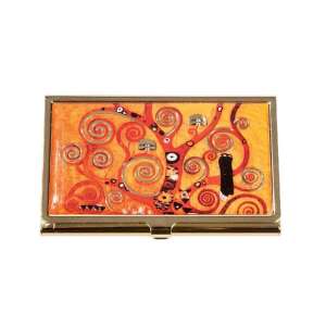 Klimt Életfa Névjegykártyatartó, arany fém, Gustav Klimt híres festményének mintájával - Klimt