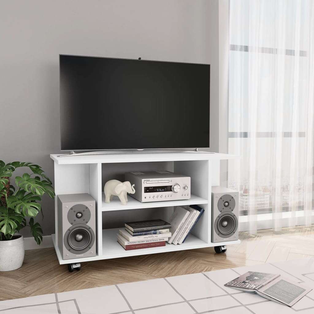 vidaXL fehér forgácslap TV-szekrény görgőkkel 80 x 40 x 40 cm