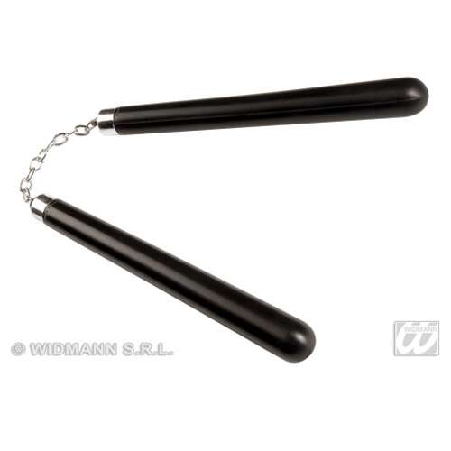 Fekete nunchaku, 30 cm, nindzsa jelmez kiegészítő, Widmann