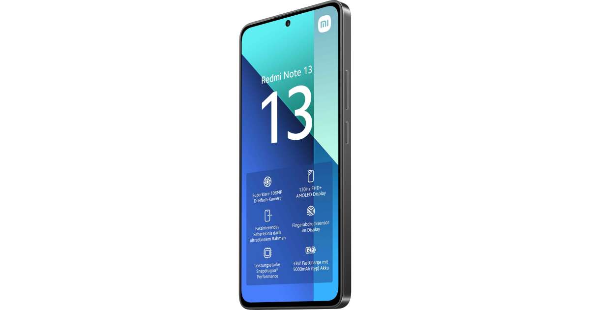 Xiaomi Redmi Note 13 128GB 6GB RAM Mobile Phone, Midnight