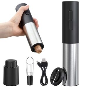 Elektromos Bornyitó Készlet - 4 az 1-ben with electric opener, foil cutter, aerator, vacuum stopper, and USB-C cable - Wine Opener & Corkscrew