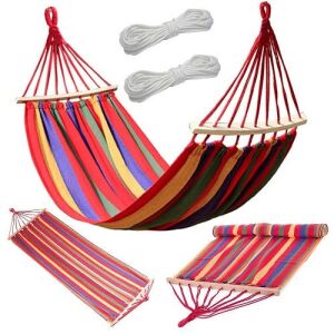 Hamac cu bara de lemn, Bumbac cu amestec de poliester, Albastru 131318600