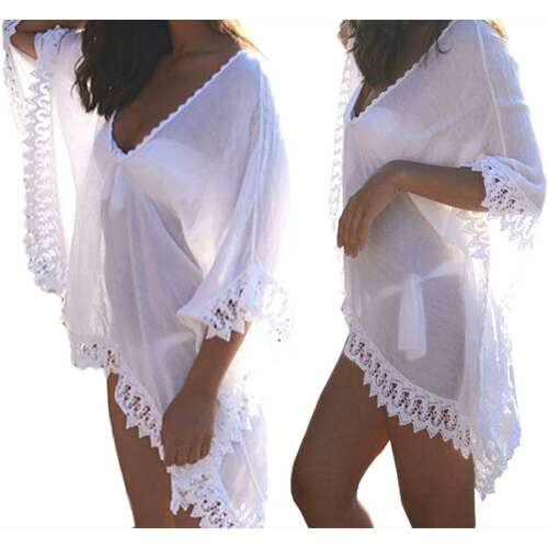Fehér csipkés strandruha, univerzális méret
