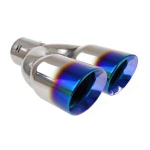 Edelstahl-Auspuffblende, doppelter Auslass, blaue Oberfläche - AMiO