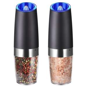 Two electric pepper grinders, one filled with peppercorns, the other with salt - Storage & organization
