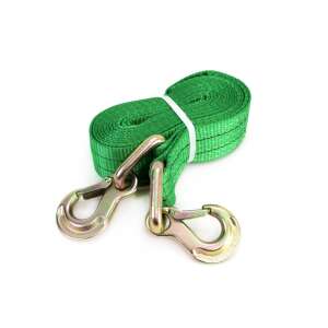 Green 9000kg towing strap with hooks, 60mm wide, 5m long - Tow rope