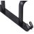 Angled view of matte black aluminum towel rack with hooks.