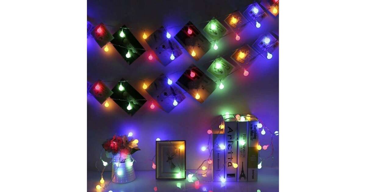 Ghirlanda Magica Luminoasa de exterior cu 50 LED-uri Multicolore, 8 functii si Panou Solar, lungime 6,7 m 91006408