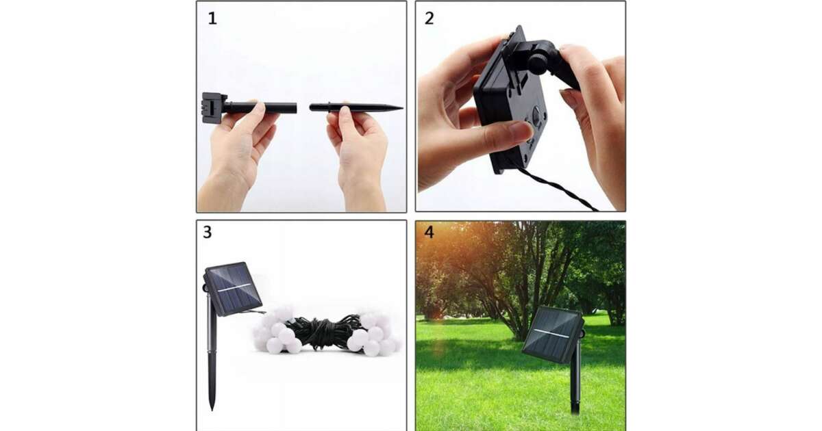 Ghirlanda Magica Luminoasa de exterior cu 50 LED-uri Multicolore, 8 functii si Panou Solar, lungime 6,7 m 91006408