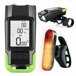 AVX-WT-BK-1718B digital speedometer, front and rear light set for bicycle - Bicycle accessory