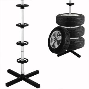 Стойка за съхранение на гуми за 4 гуми, 13-17 инча, стоманена конструкция - AMiO