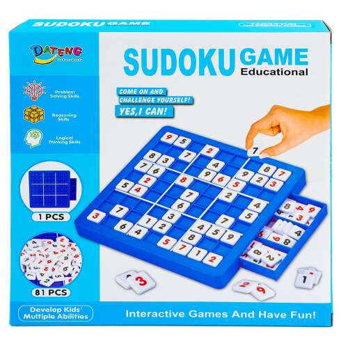 Sudoku játék, oktató játék gyerekeknek, logikai rejtvény, számos játék, agytréning, próbáld ki magad, 81 darab, Dateng márka