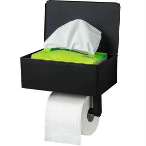 Black Metal Toilet Paper Holder with Tissue Box