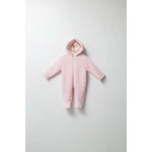 Salopeta plusata de iarna pentru bebelusi, Tongs Baby, captusita cu fermoar, roz deschis (Marime: 6-9 luni) 91006730 Salopete / Pijamale Kigurumi