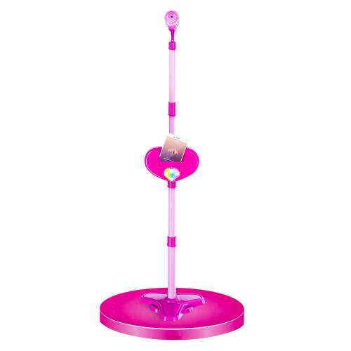 Rózsaszín mikrofon állvány szív alakú talppal és állítható magassággal gyerekeknek