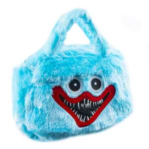 Kék plüss táska félelmetes arccal, 25x10x20 cm - Ovis hátizsák, táska