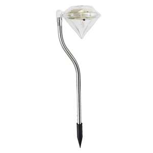 Zola® Lampa ogrodowa solarna w kształcie diamentu, srebrna, ze stali nierdzewnej, IP43, RGB LED - Dekoracja ogrodu