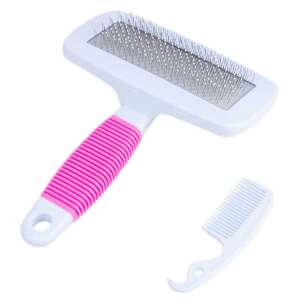White and pink pet hair brush with a comb, AVX-ZW3B - Pet Care
