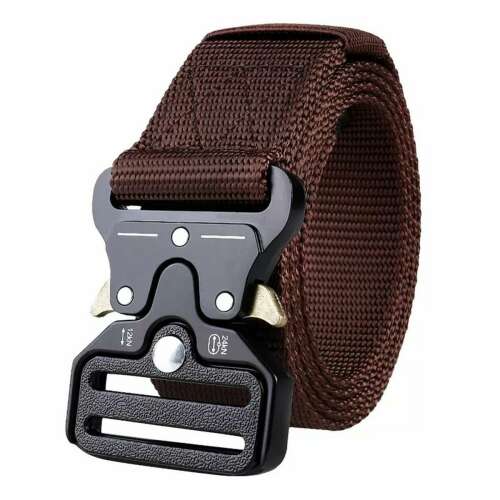 Brown tactical belt with black buckle