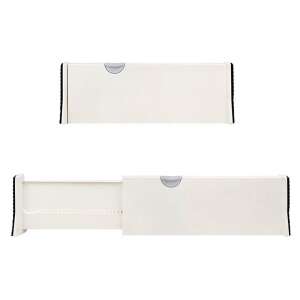 White drawer divider, adjustable, for organizing kitchen utensils, plates, and cutlery - Closet organizer