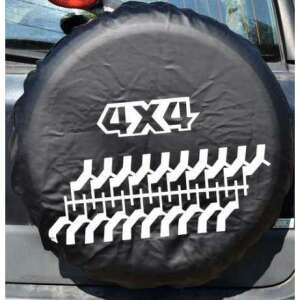 Czarna osłona koła zapasowego z wzorem 4x4 i bieżnika opony, Avex Amio - Osłona opony