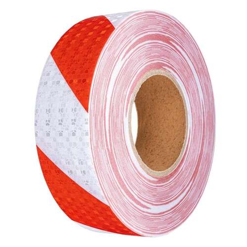 Red and white reflective tape, 4cm x 23m roll, adhesive, safety, warning, visibility