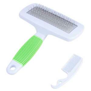 White and green pet hair brush with a comb, AVX-ZW3C - Pet Care