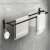 Black aluminum towel rack with two bars and two hooks, 60 cm long