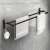 Black aluminum towel rack with two bars and two hooks, 60 cm long