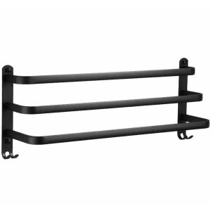 HomeLine Törölközőtartó - 3 Rúd - 50cm - Matt Fekete