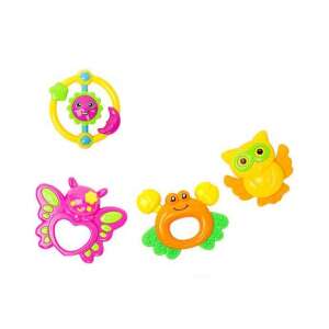 4 darabos Állatos csörgő és rágóka készlet, színes, műanyag, BPA mentes - Rágóka