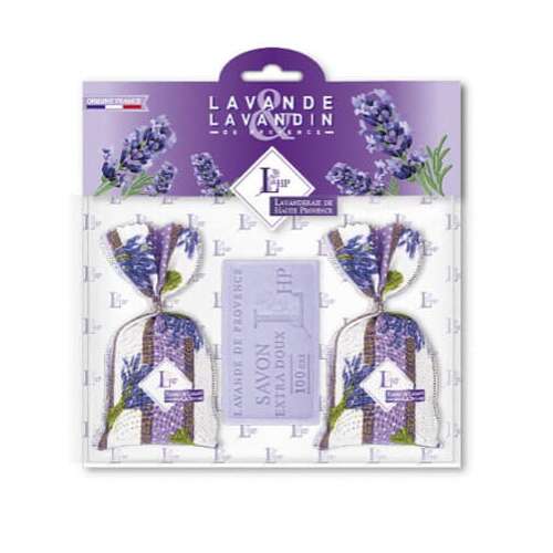 Levendula és Lavandin ajándék szett 2 illatzsákkal és 1 levendulaszappannal