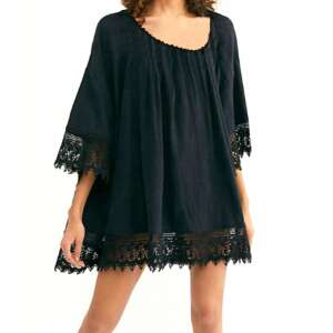 Tunika, luftiges Strandkleid, leicht und zart, Farbe Schwarz, Universalgröße