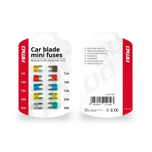 AMIO Mini Autóbiztosíték Készlet - 10 db