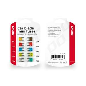 AMIO Car blade mini fuses, set of 10, includes 5A, 7.5A, 10A, 15A, 20A, 25A, 30A fuses - Blade Fuse