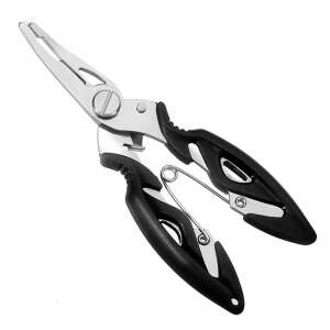 Fishing pliers, hook remover, 12.5 cm, black and silver, stainless steel, comfortable grip - Pliers