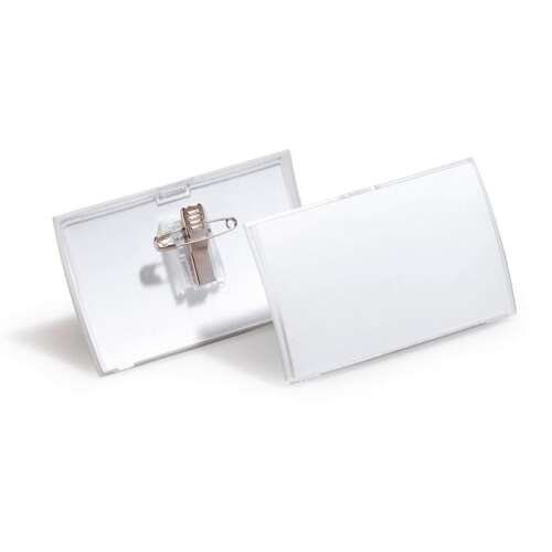 Suport pentru ecuson cu clip și ac, 54x90 mm, DURABLE "Click Fold", plastic transparent