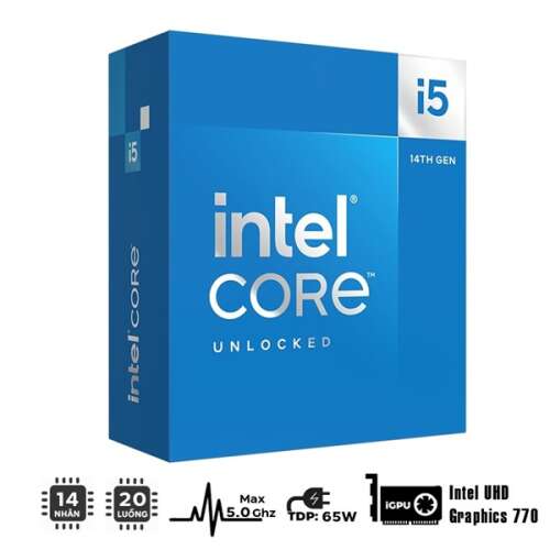 Intel Core i5 14th Gen processor box with specifications