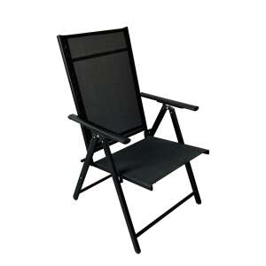 Schwarzer Klappstuhl mit Metallgestell für den Garten, Lugo - Gartenmöbel