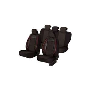 Black universal car seat covers with red stitching, Umbrella brand - Car Air Freshener