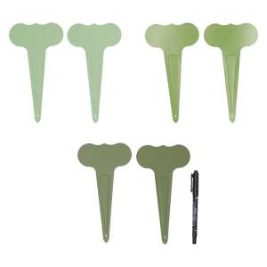 6 db-os zöld fém növényjelölő szett filctollal - Palántanevelő cserép