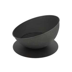 Modern fekete tűzrakó kerek talppal, ferde nézet - Kerti tűzrakóhely